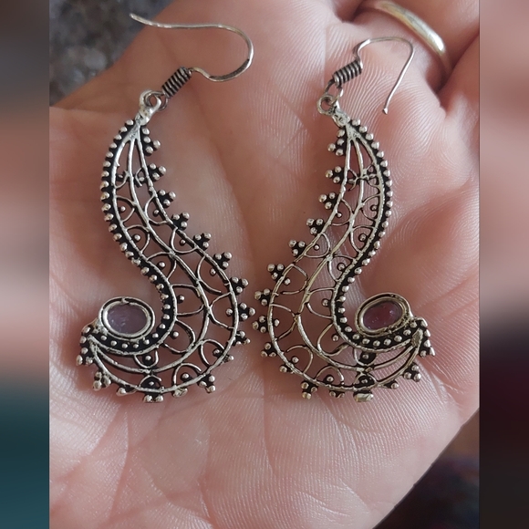 Ornate Amethyst Statement Earrings - Picture 5 of 5